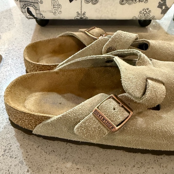 Birkenstock Boston Soft Footed Taupe Suede Mule Clog - size 39 - Picture 3 of 13